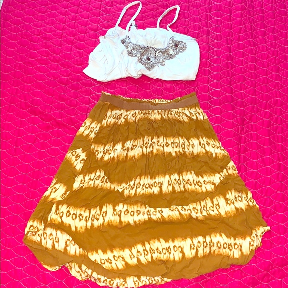 H&M tan midi skirt. WORN ONCE